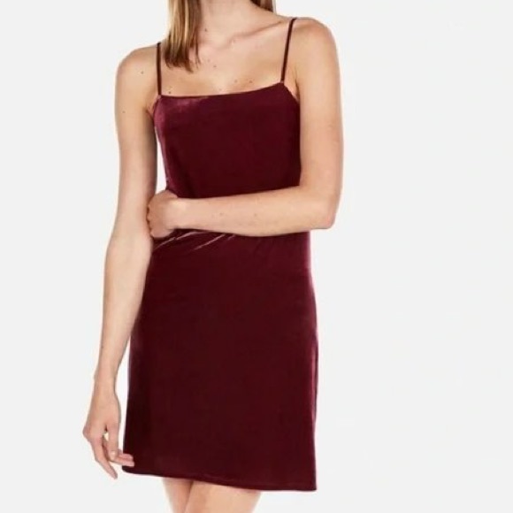 Express Dresses & Skirts - Express Maroon Velvet Squareneck Slip Dress